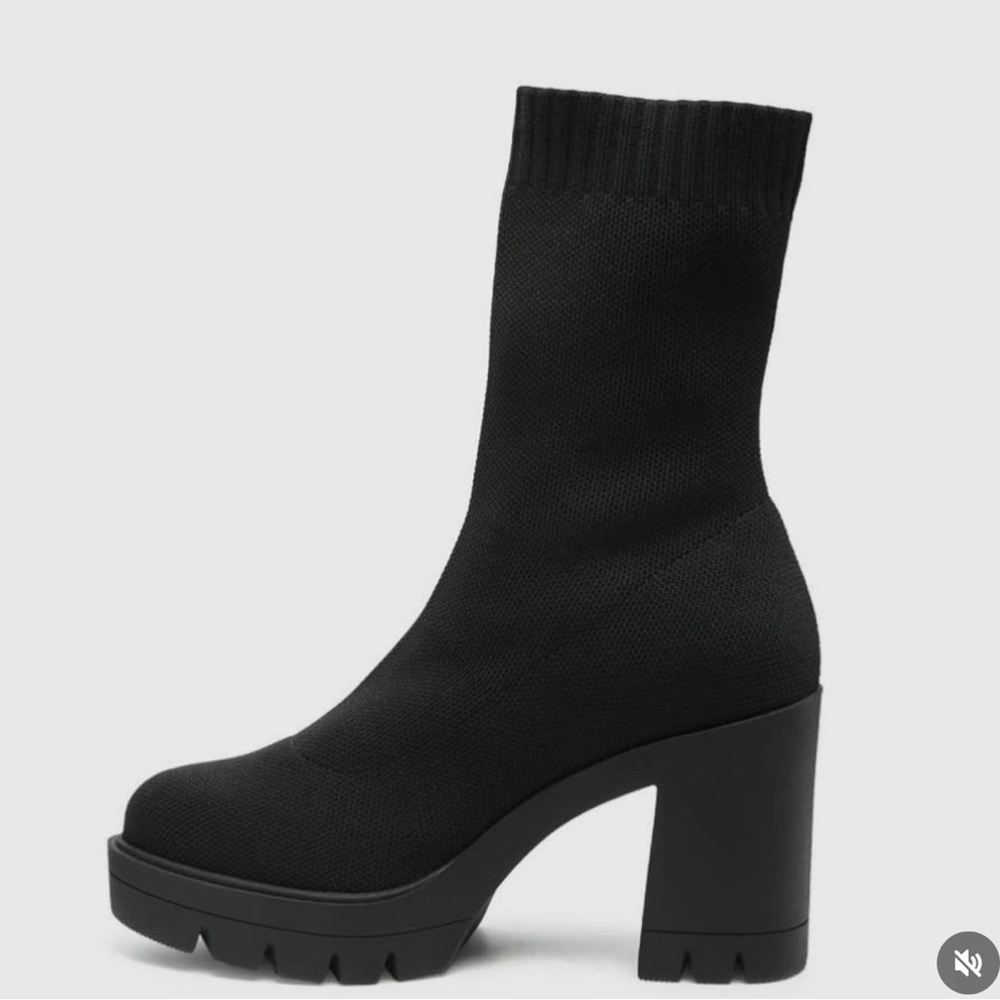London Rag Black platform sock boot (mesh) with chunky heel